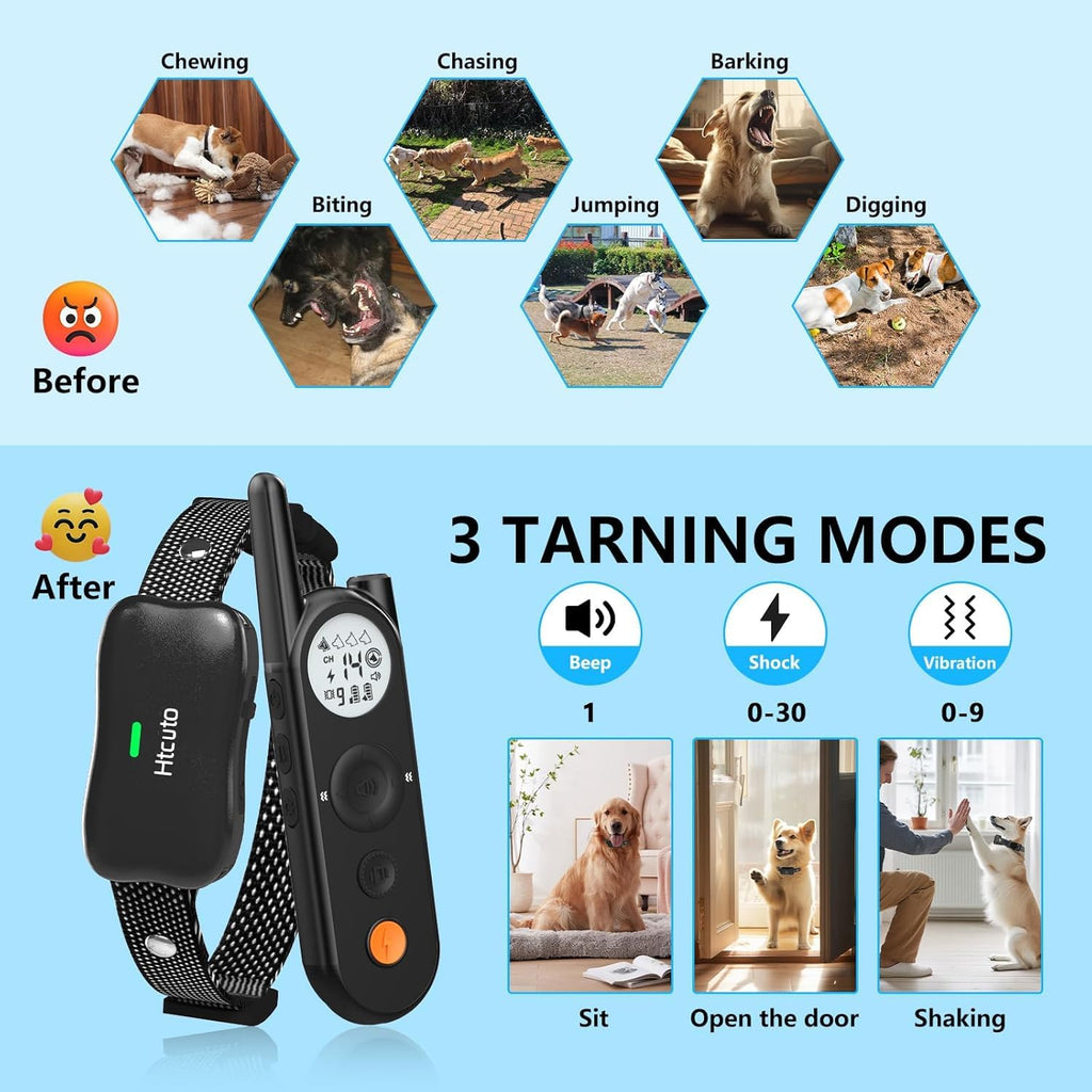 Wireless Dog Fence & Training Collar for 2 Dogs, IPX7 Waterproof, Black A495