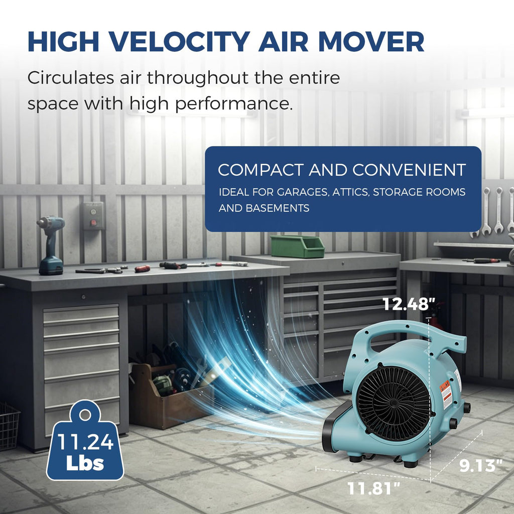 3 Speed Air Mover Blower Fan 115W 600CFM Blue M502298