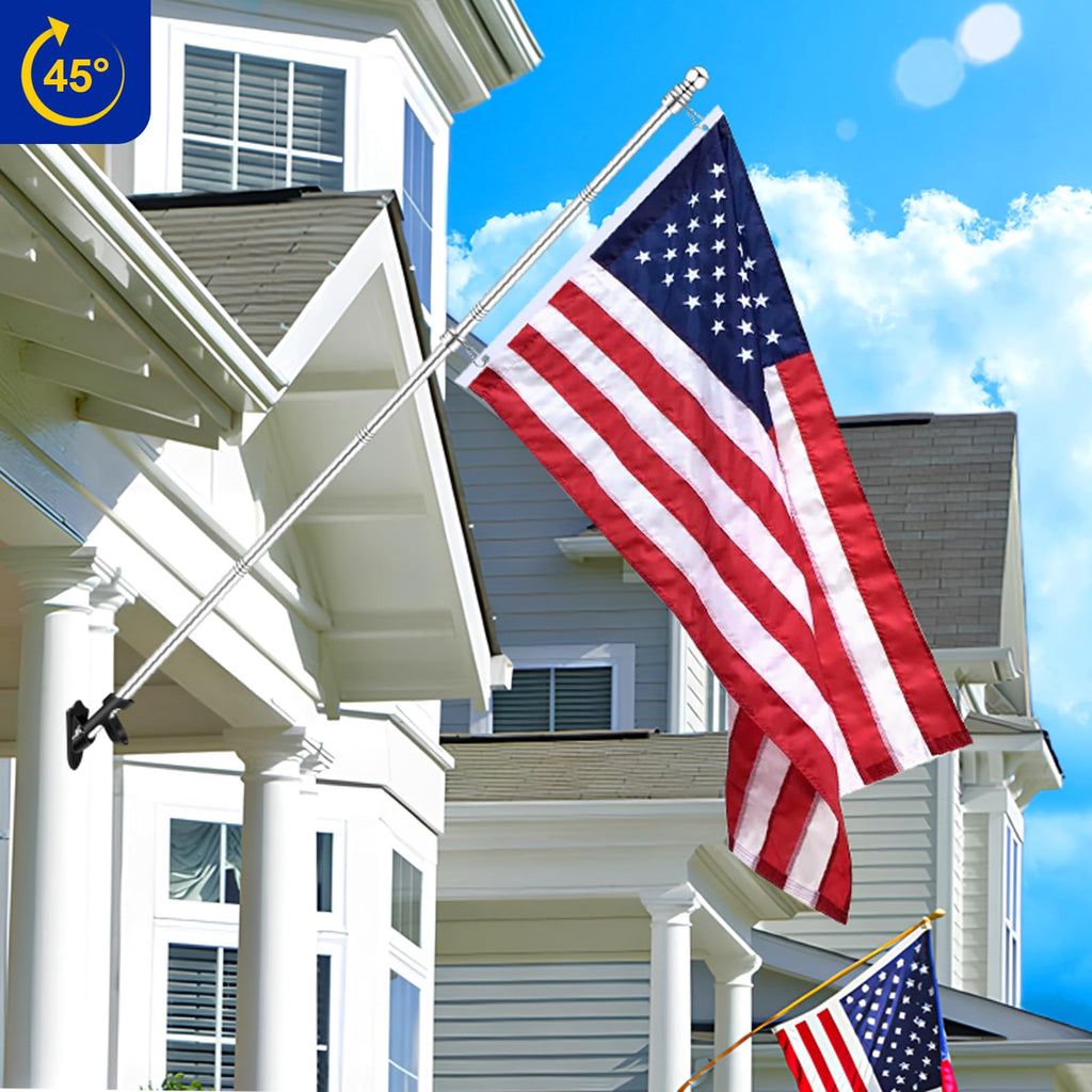 1" Flag Pole Holder Brackets with Hardwares, Two Positions Aluminium Alloy Rust Free Coated, Black 1 Pack L191806