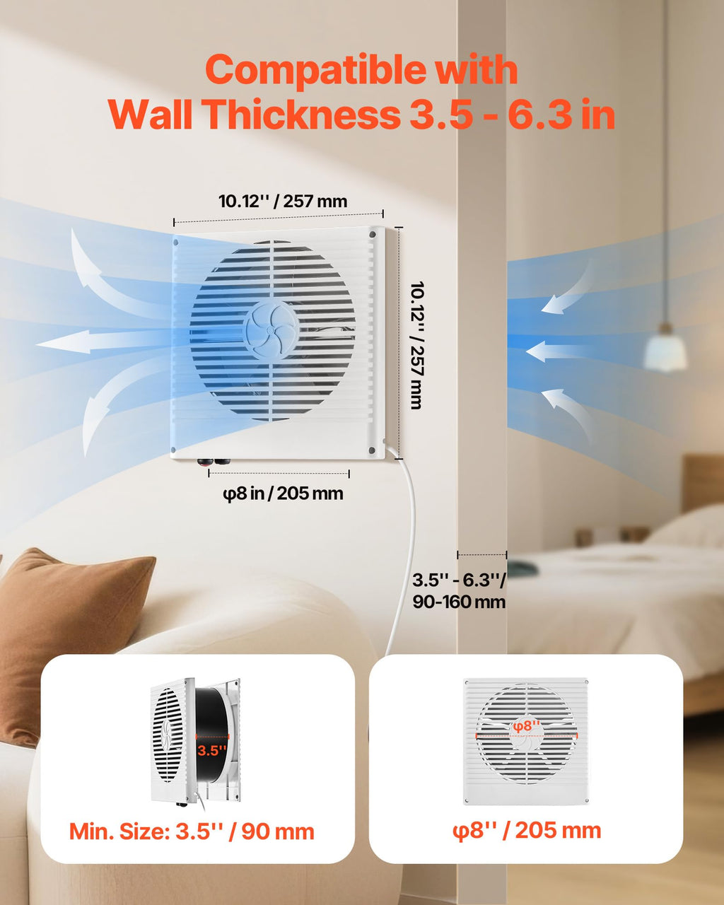 8" Two-Way Through-the-Wall Ventilation Fan C28882