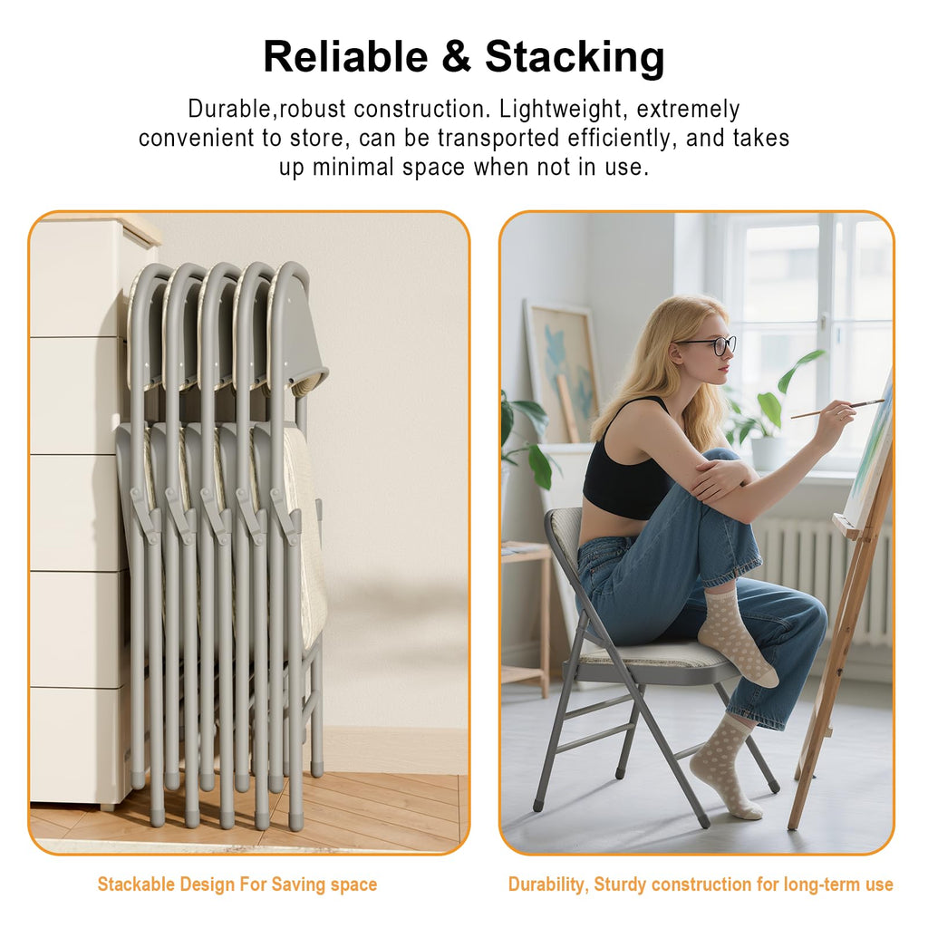 8 Pack Padded Folding Chairs with Fabric Cushion and Back V18851