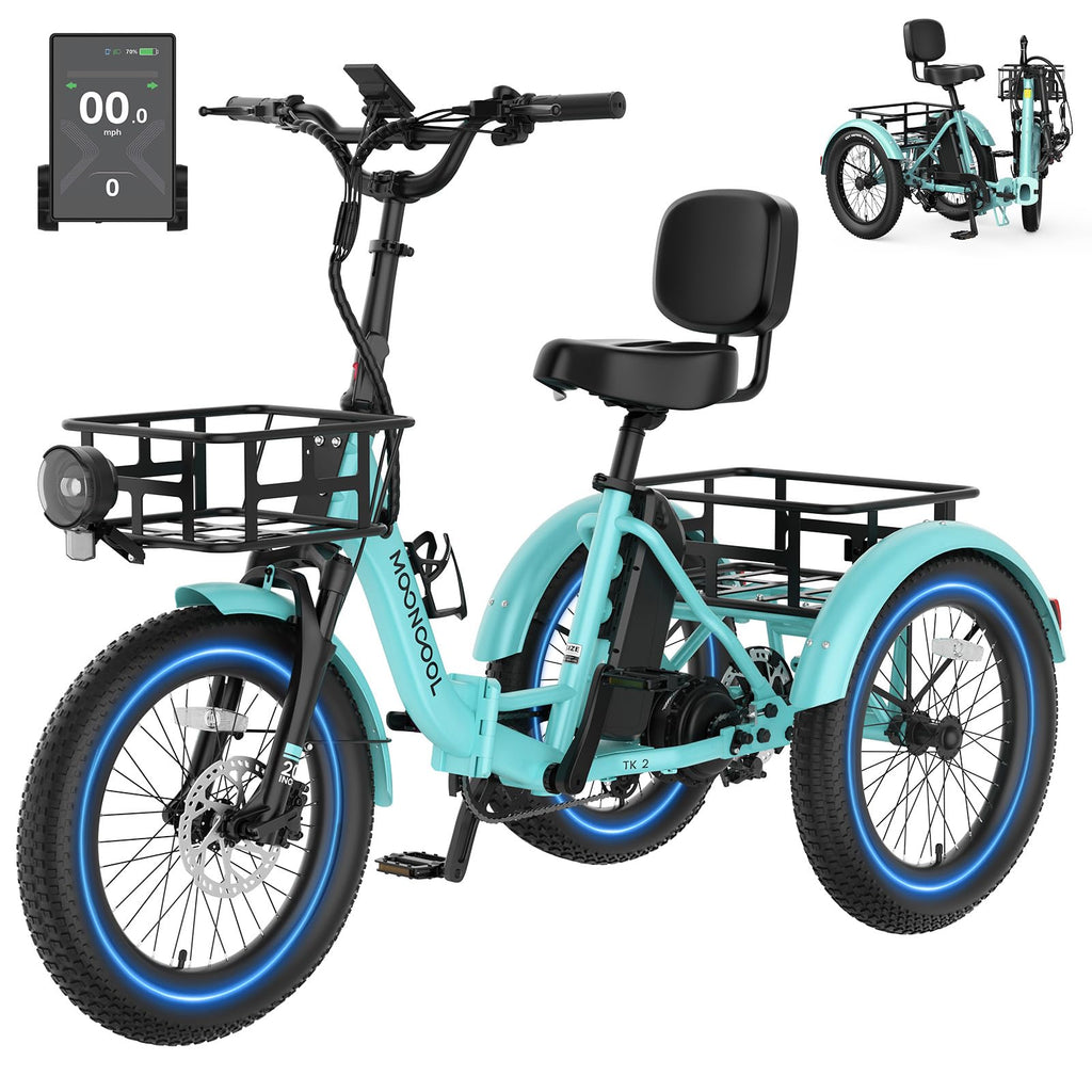 Electric Tricycle for Adults, 500W 20" Fat Tire Folding Trike O29948