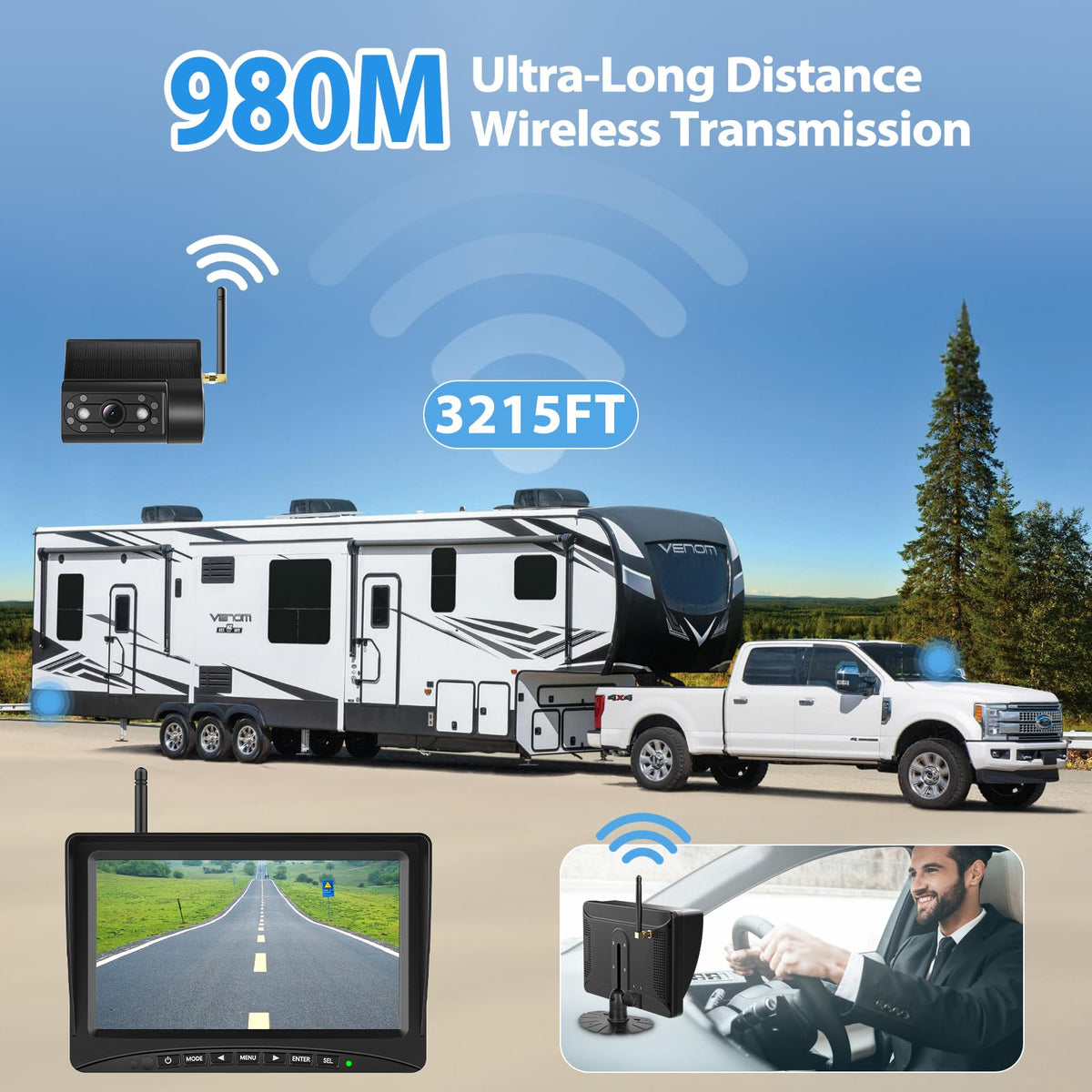 7" Solar Wireless Magnetic Backup Camera H296
