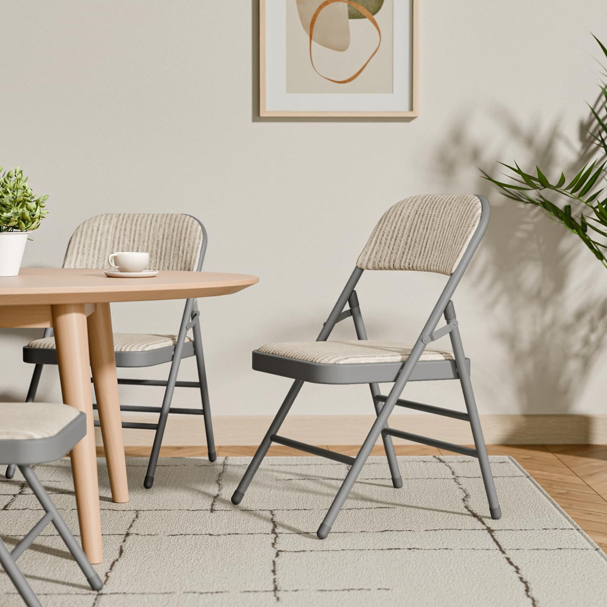 8 Pack Padded Folding Chairs with Fabric Cushion and Back V18851