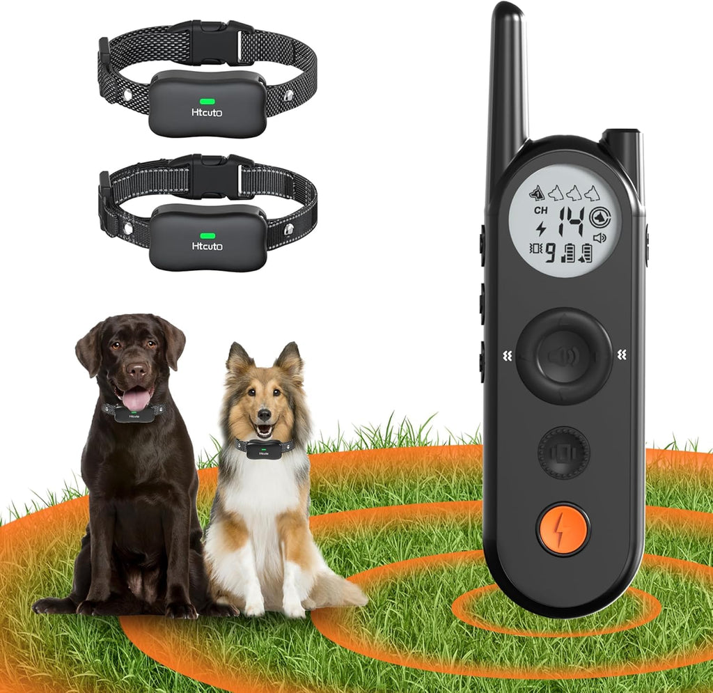 Wireless Dog Fence & Training Collar for 2 Dogs, IPX7 Waterproof, Black A495