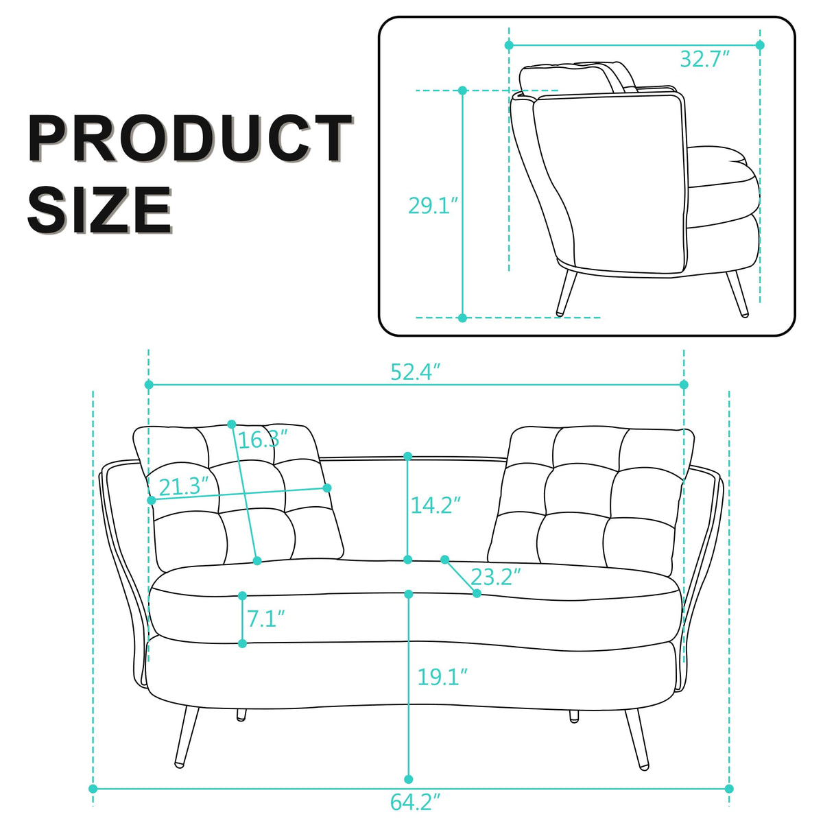 Tufted Velvet Two Seater Sofa E5767