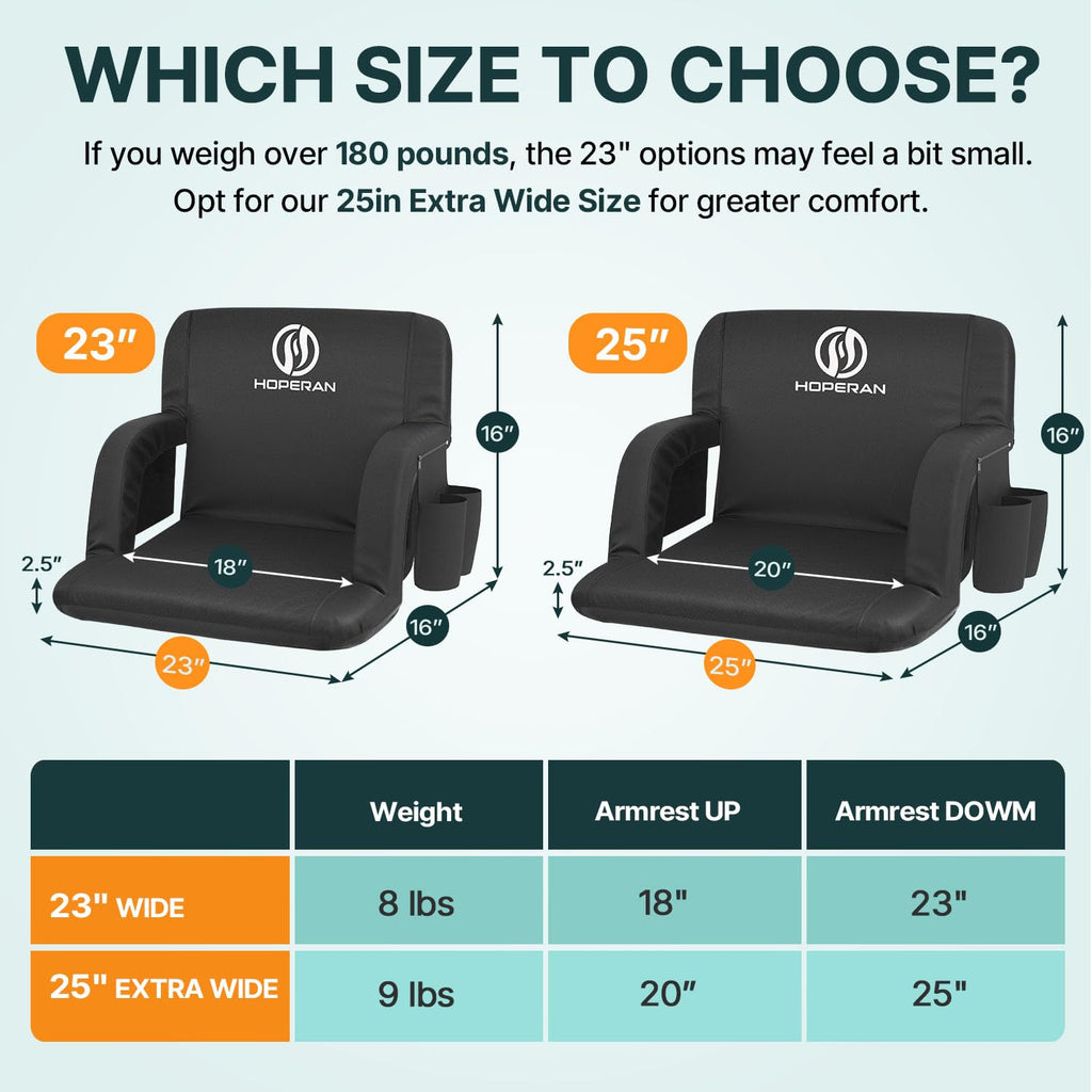 25in Stadium Seats for Bleachers with Back Support, Extra Wide, 1PC Y195