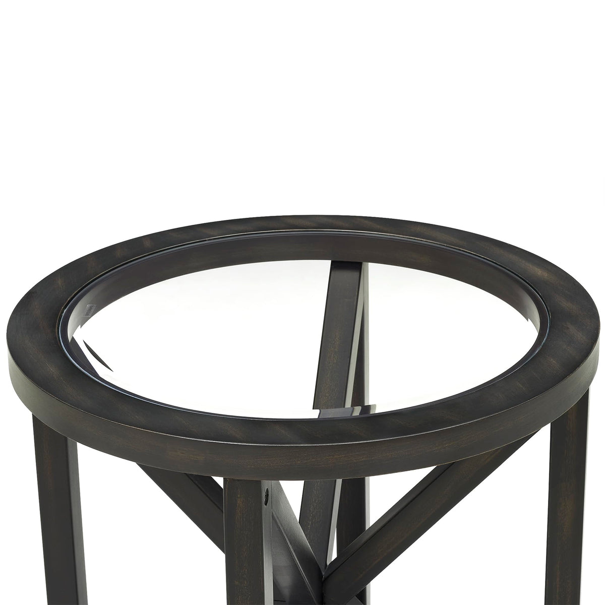 Black Tempered Glass Round Side Table N67739