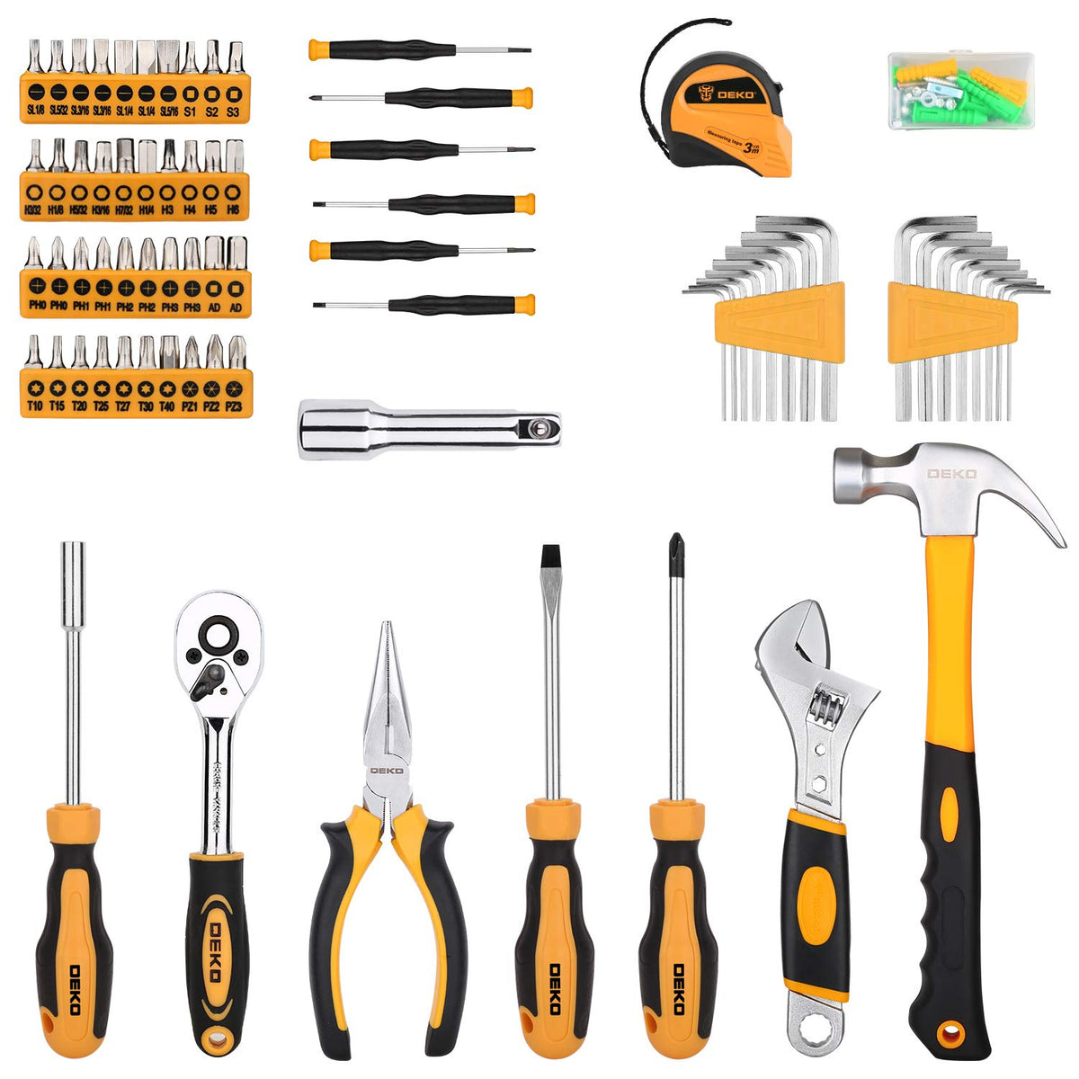158 Piece Household Hand Tool Kit with Toolbox Storage Case Q71745