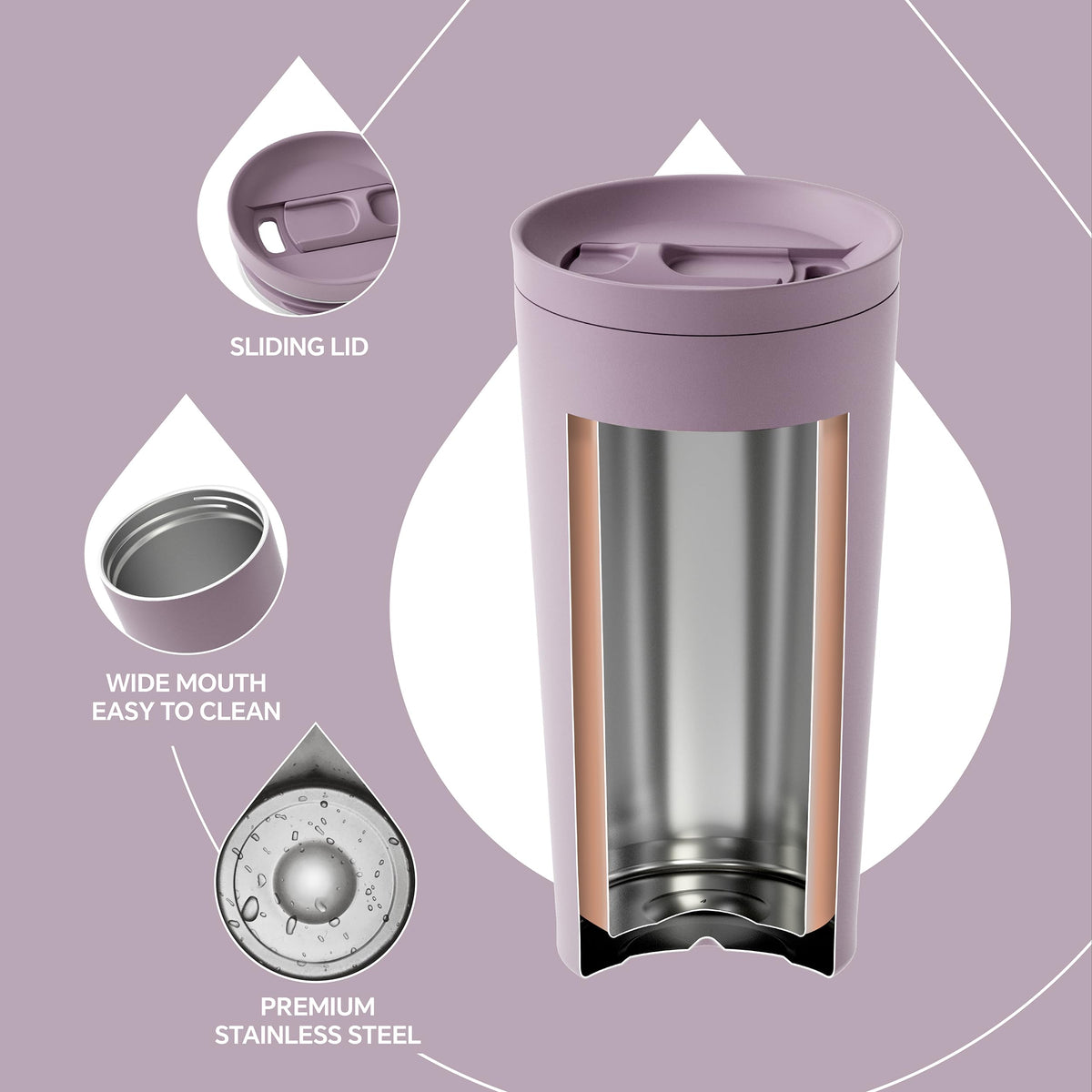 17 oz Stainless Steel Insulated Travel Coffee Mug T895