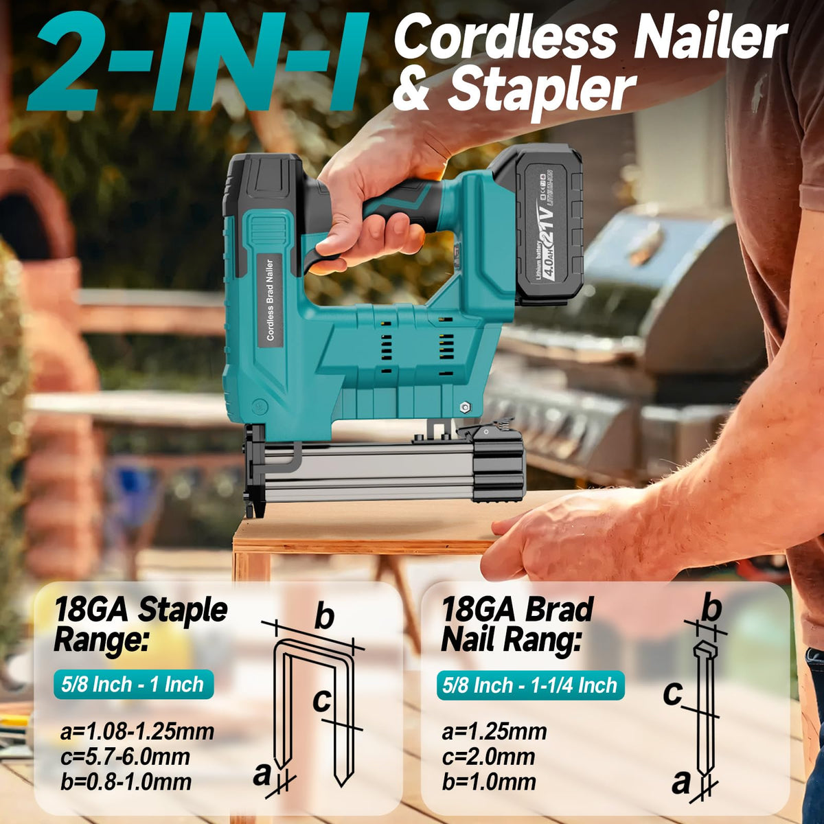 Cordless 18 Gauge 2 in 1 Brad Nailer Z415