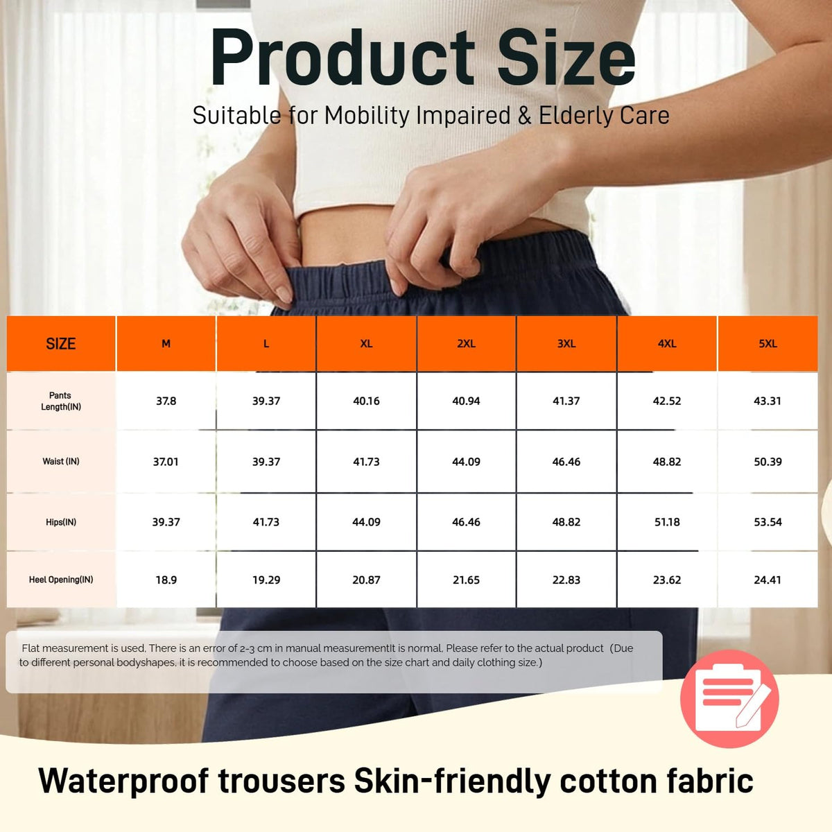 Waterproof Adjustable Incontinence Trousers Blue 3XL B4952