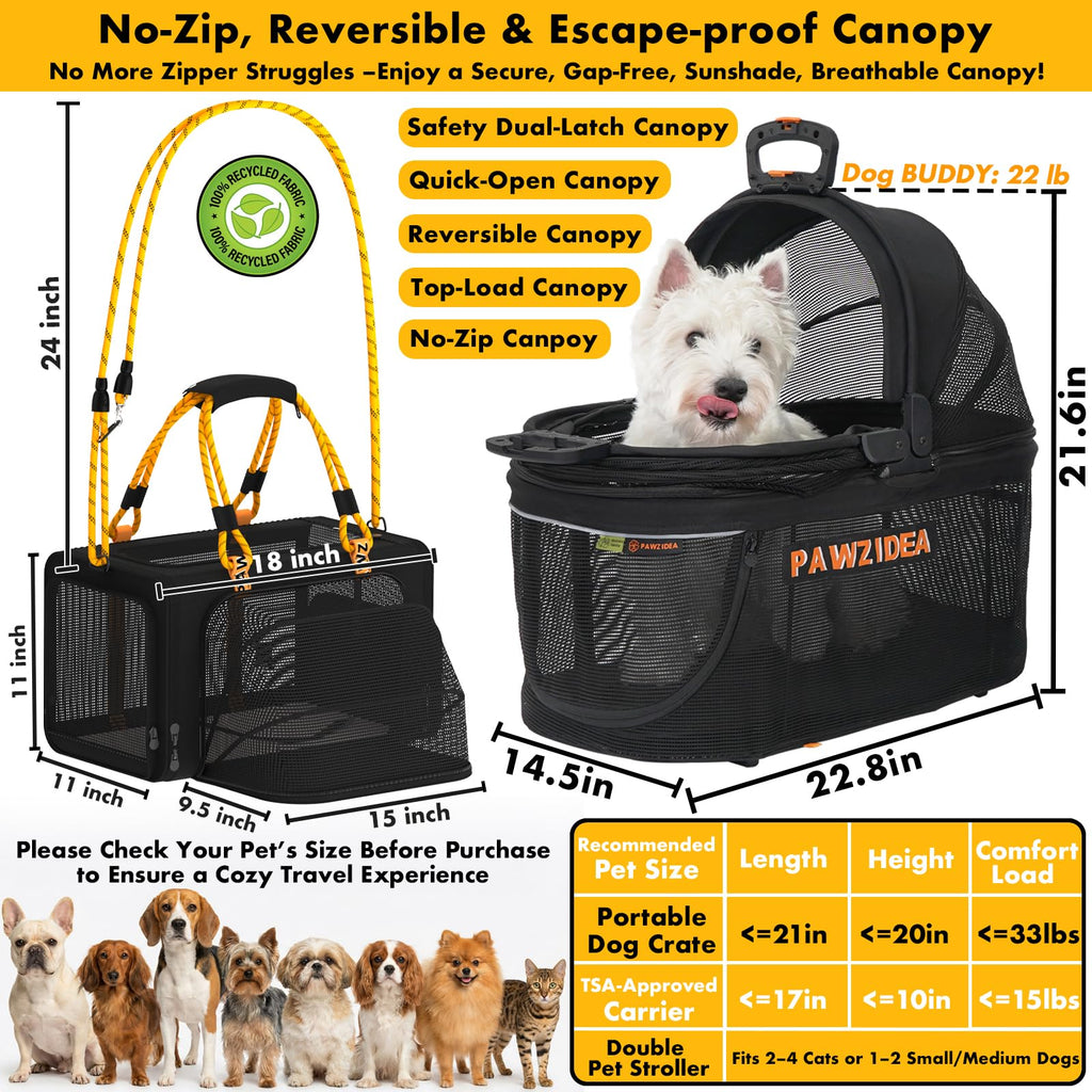 Double Pet Stroller with 2 Detachable Carrier O297736