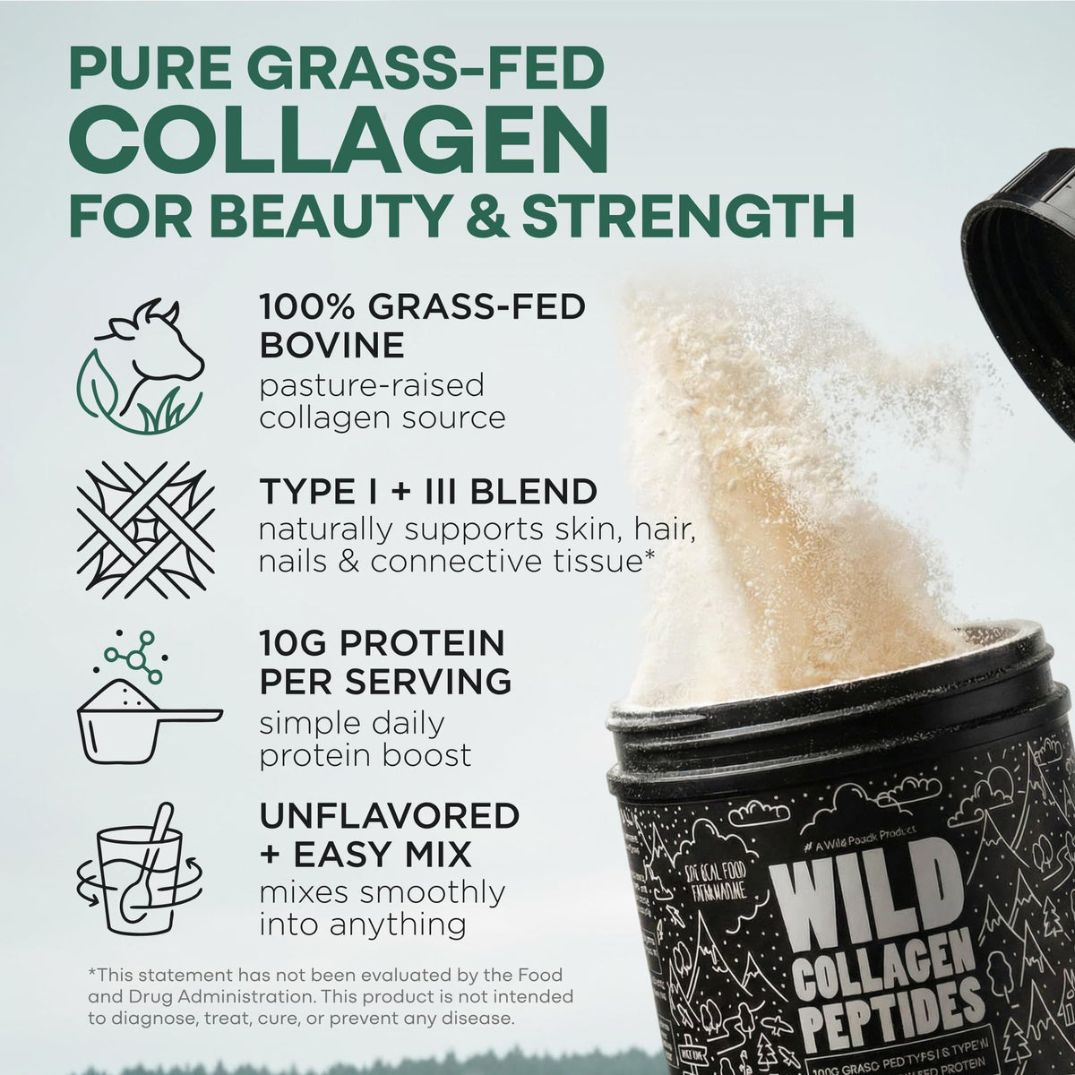 Collagen Peptides Powder Grass-Fed Hydrolyzed 16oz B12523
