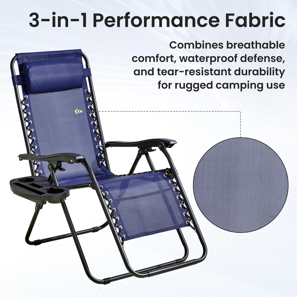 Blue 2-Pack Zero Gravity Lounge Chair with Cup Tray Q4448