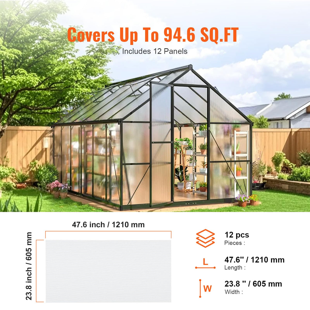 12 Pack Polycarbonate Greenhouse Panels F3390