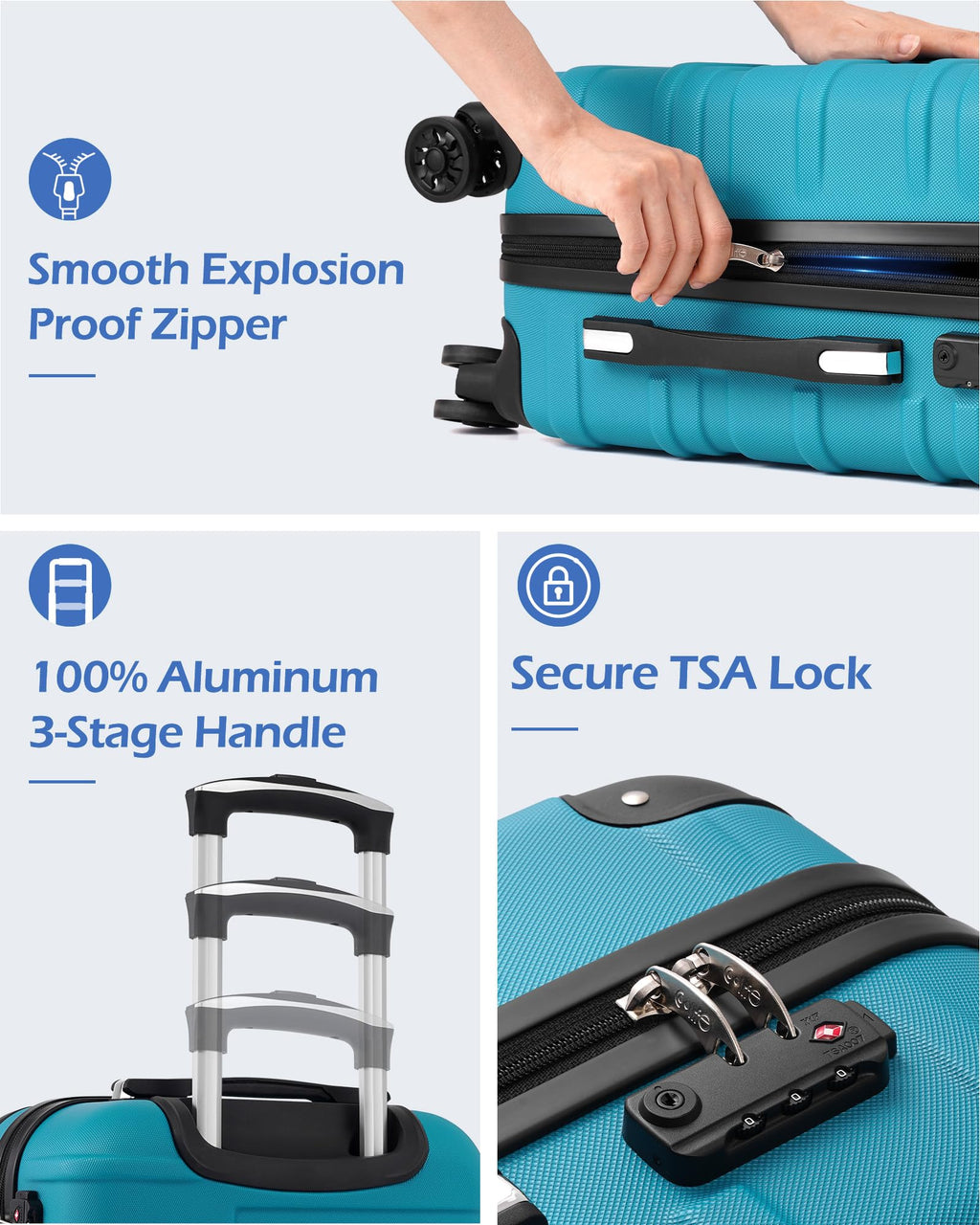 Hardside ABS Luggage with TSA Lock and Spinner Wheels N984