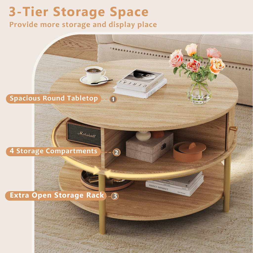 Round Coffee Table with Storage Q891