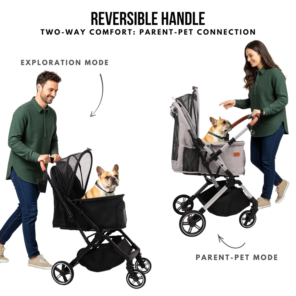 Foldable Dog Stroller 35 lbs Grey R939601