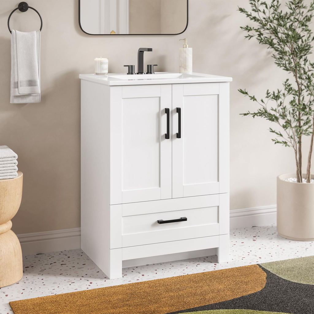 24" White Bathroom Vanity with Sink O618