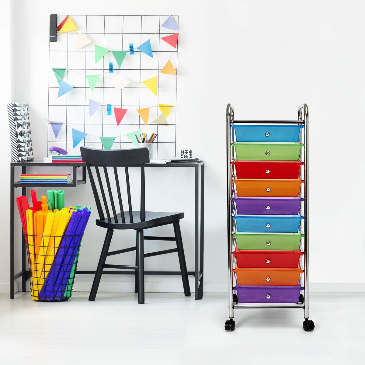 10 Drawer Rolling Storage Cart H750