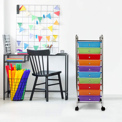 10 Drawer Rolling Storage Cart H750