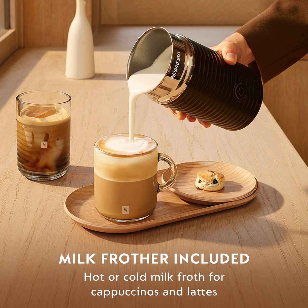 Ink Black Coffee and Espresso Maker with Milk Frother S715367