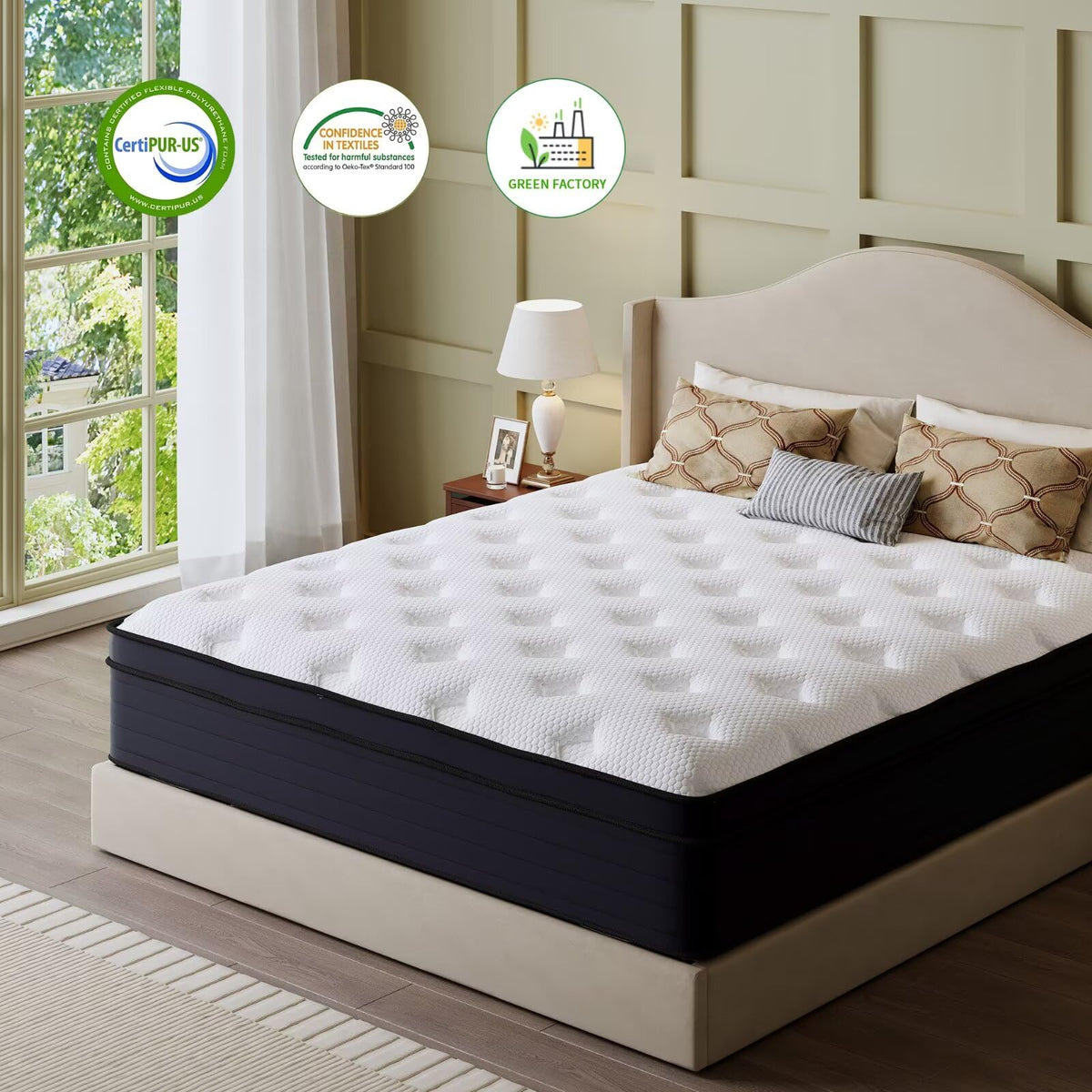 14 Inch Hybrid Green Tea Cooling Gel Memory Foam Mattress V82938