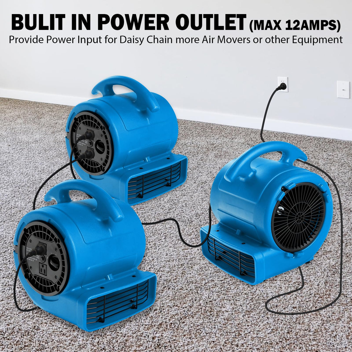 1/5hp 800cfm 3-Speed Air Mover Blower Fan with Dual Outlet Q64520