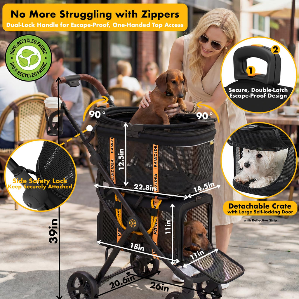 Double Pet Stroller with 2 Detachable Carrier O297736