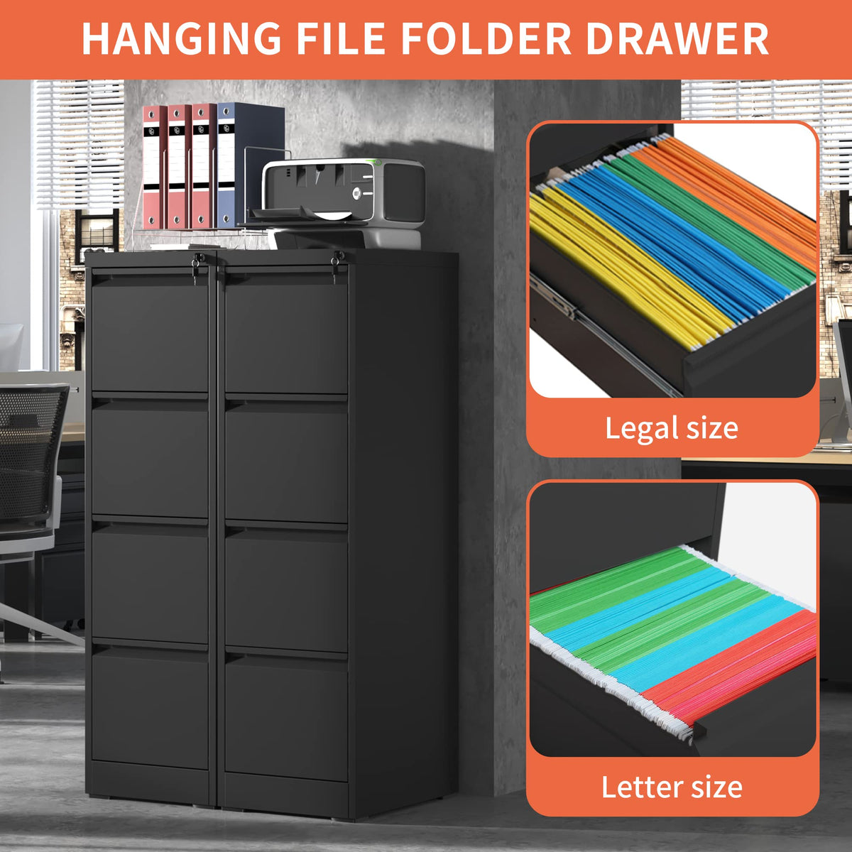 4 Drawer Locking File Cabinet with Wheels I75413