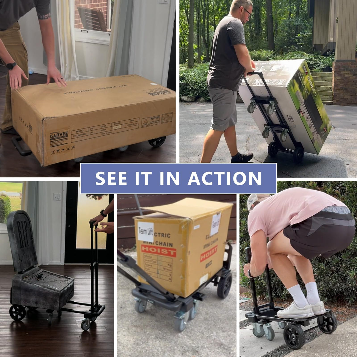 3-in-1 Convertible Dolly Cart 600LB Hand Truck with 6 Wheels Y605