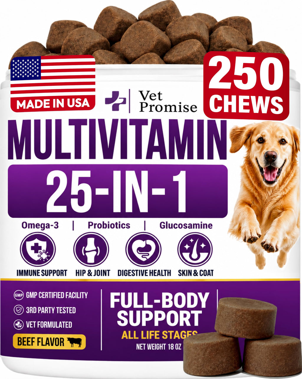 Dog Vitamins and Supplements, 250 Chews T726357