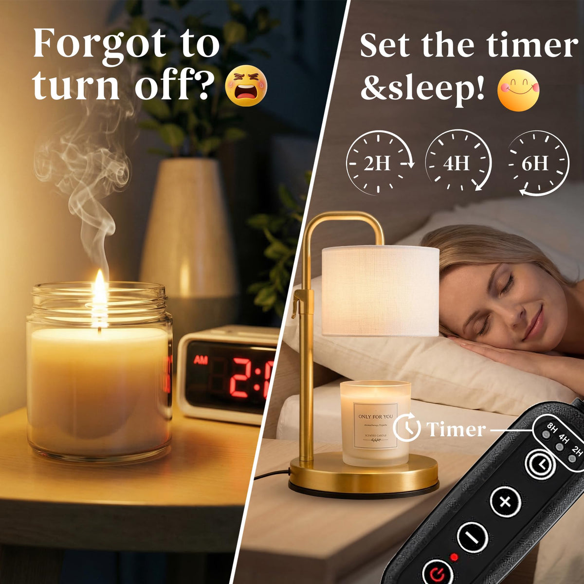 Adjustable Height Candle Warmer Lamp with Timer B57620