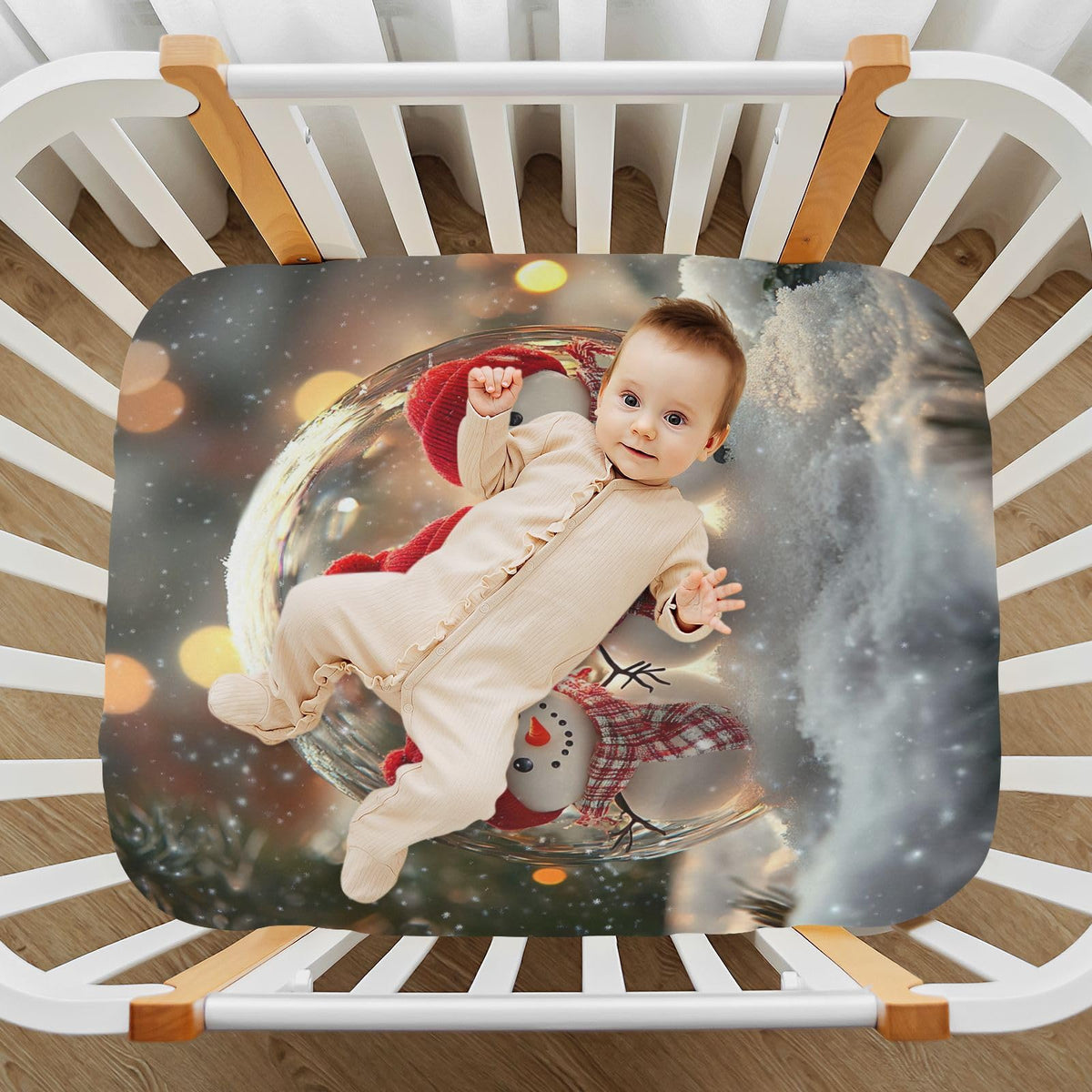 Snowmen Crystal Ball Crib Sheet 52" x 28" P956