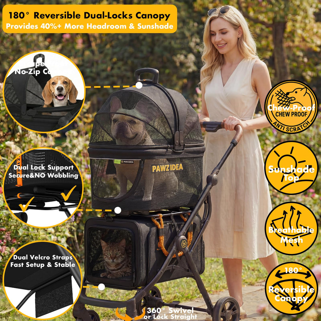 Double Pet Stroller with 2 Detachable Carrier O297736