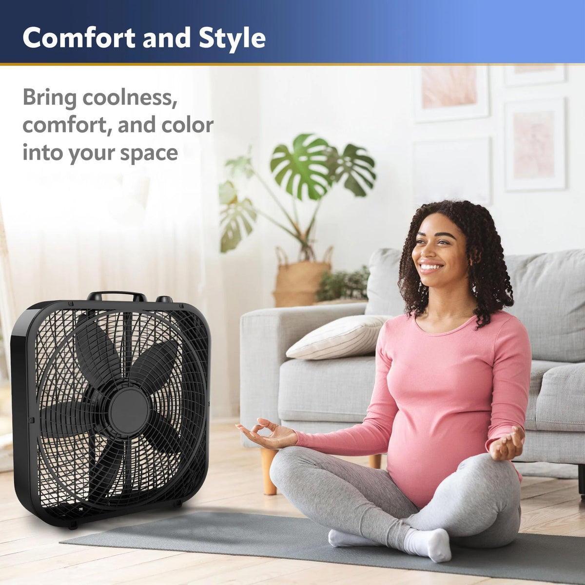Black 20-inch 3-Speed Box Fan with Handle X88171