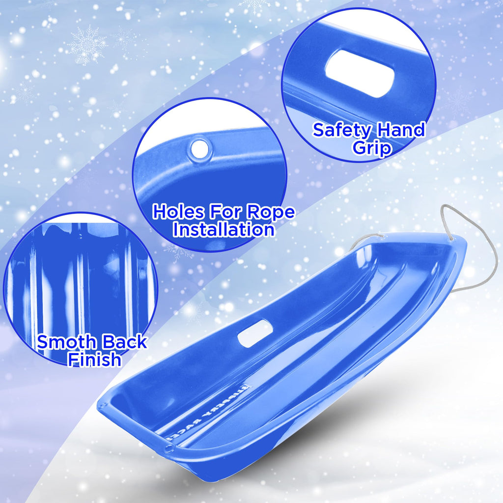 Kids Plastic Snow Sled with Pull Rope and Handles E39176