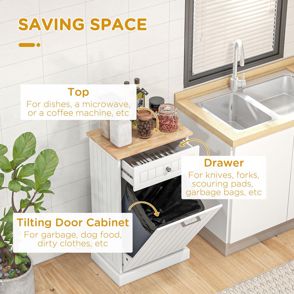 White Double Tilt-Out Trash & Recycling Cabinet Z96600