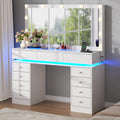 White Vanity Desk with Mirror and Lights B93744