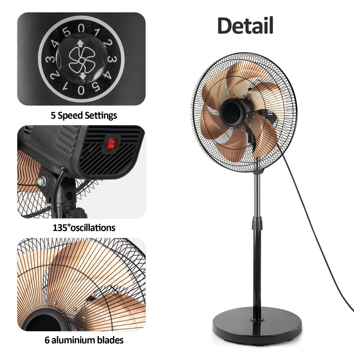 18 Inch Oscillating Metal Stand Fan U7076