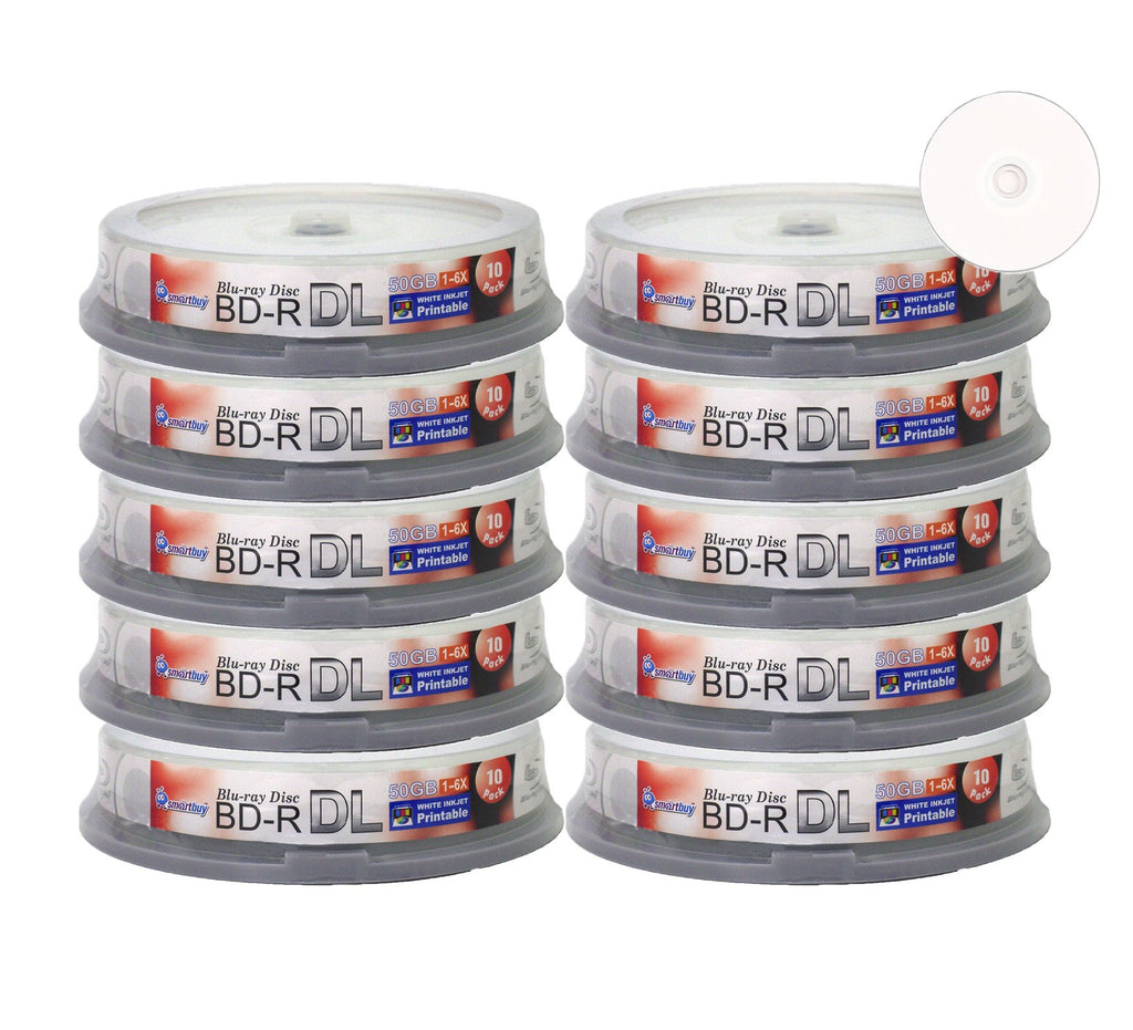 100-disc 50gb 6X Bd-r Dl White Inkjet Hub Printable Blank Disc R3219