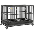 48" Heavy Duty Metal Dog Crate with Lockable Wheels R398871