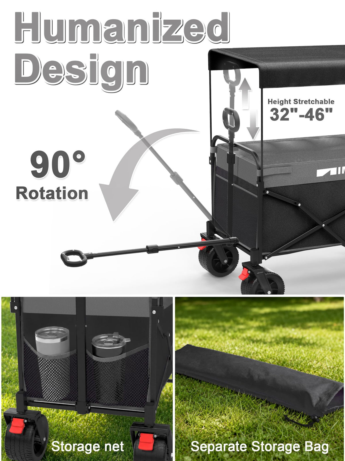 Collapsible Wagon with Canopy Black I498729