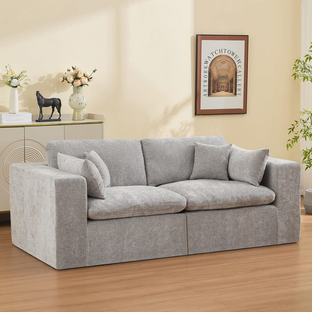 Light Grey Chenille Modular Sectional Sofa Q1836