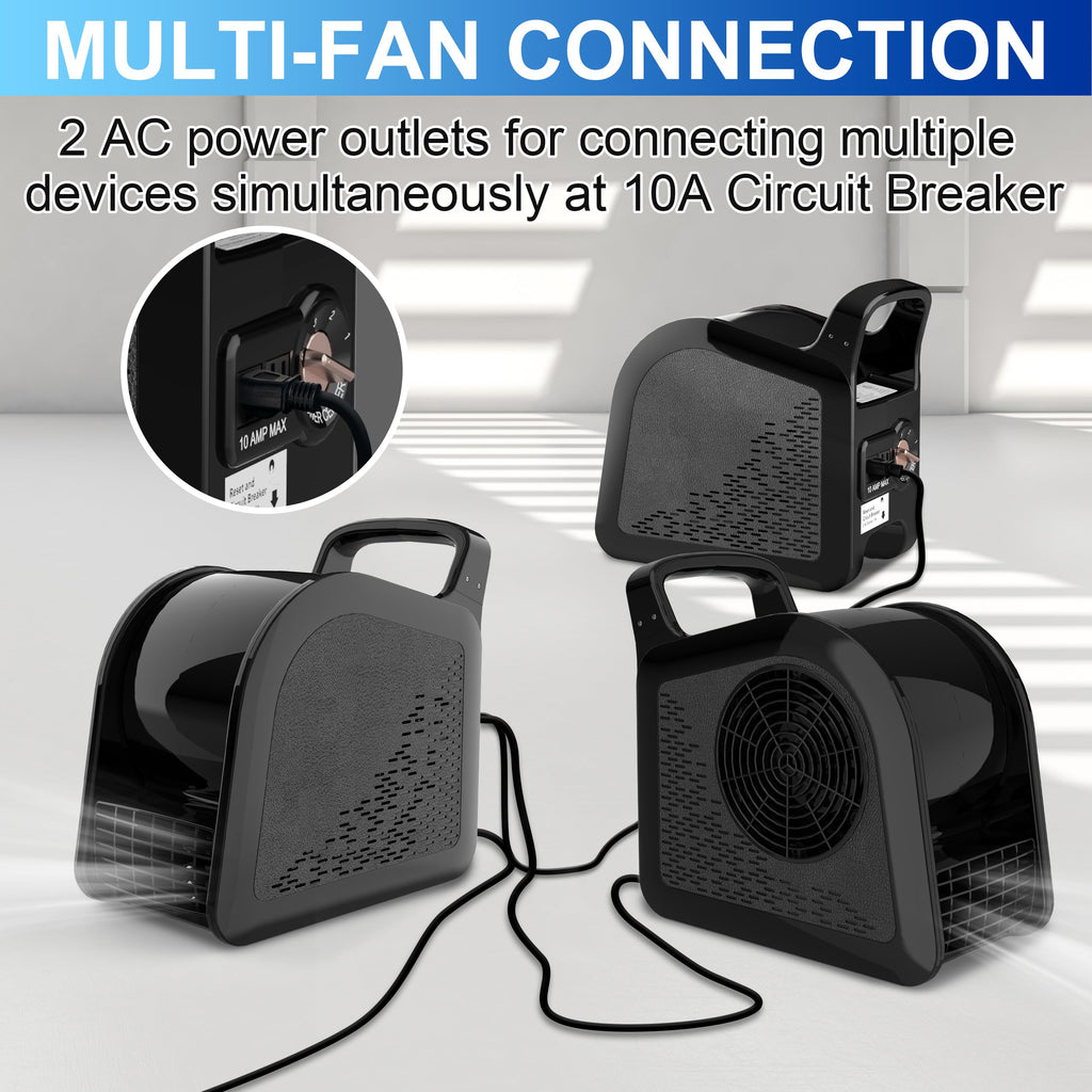Portable High Velocity Floor Fan with 3 Speeds, Black W582