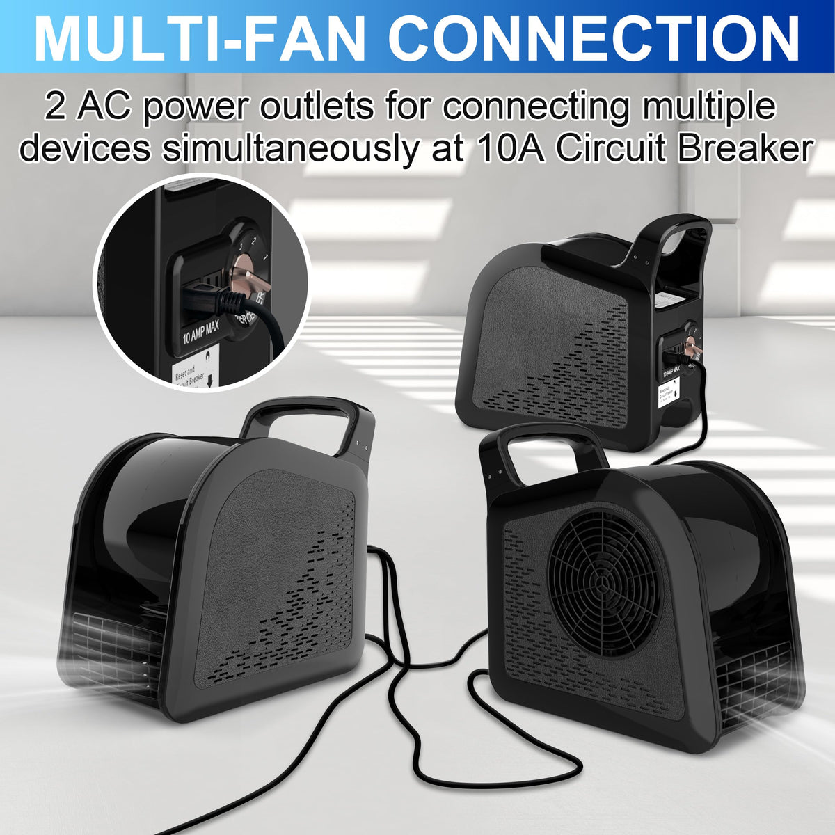 Portable High Velocity Floor Fan with 3 Speeds, Black W582