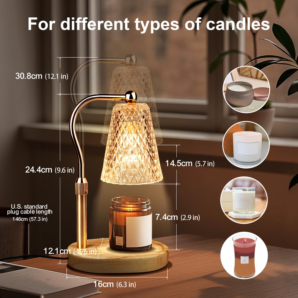 Adjustable Candle Warmer Lamp with Timer K2982