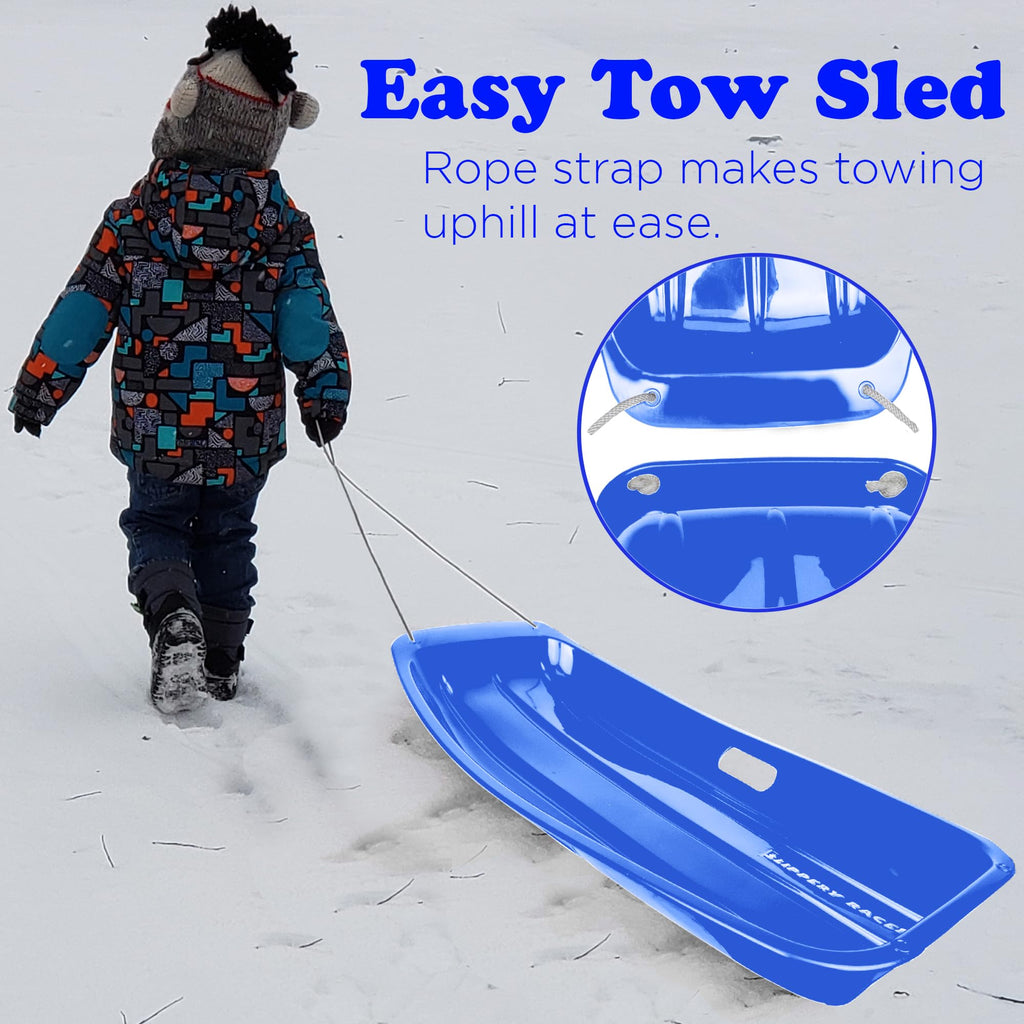Kids Plastic Snow Sled with Pull Rope and Handles E39176