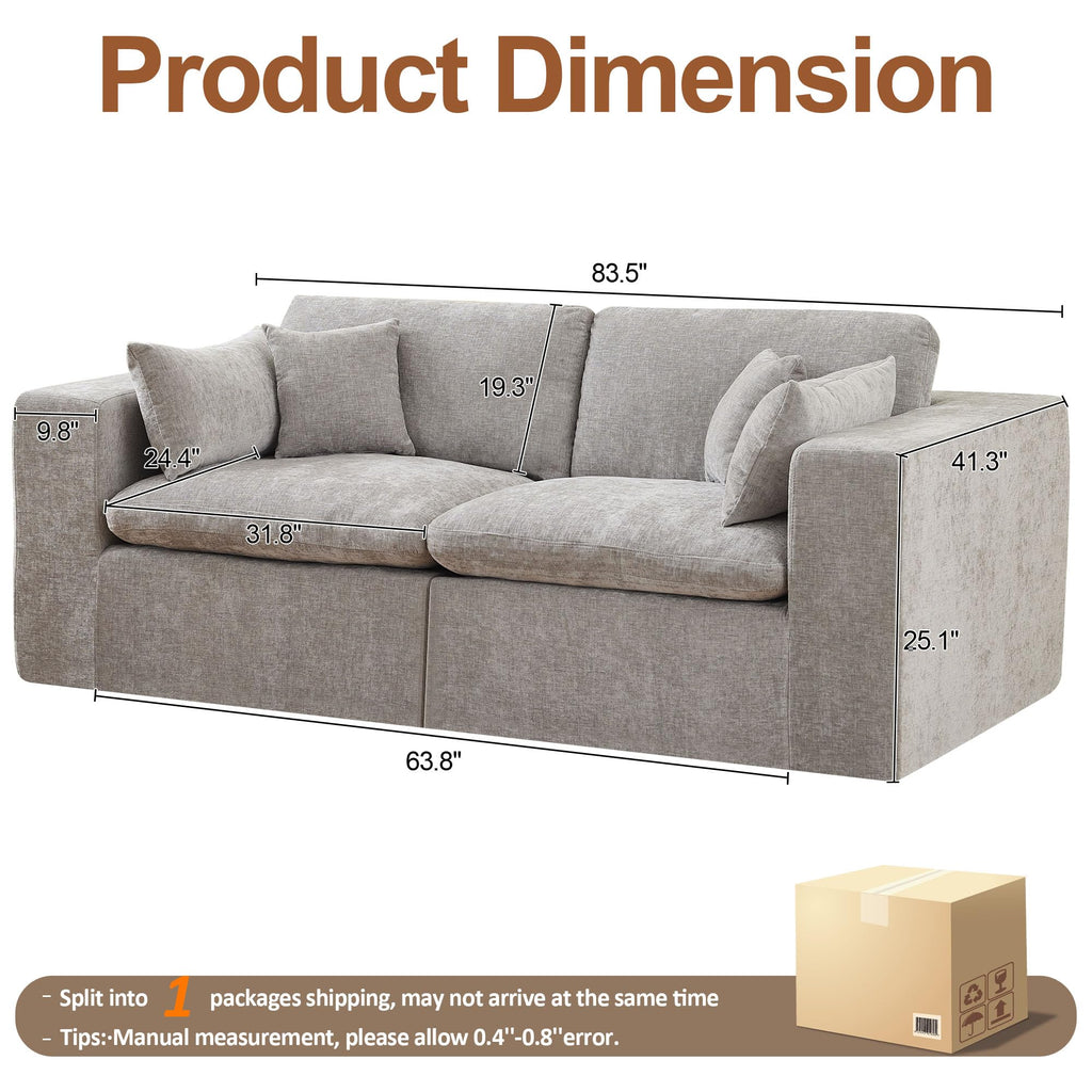 Light Grey Chenille Modular Sectional Sofa Q1836